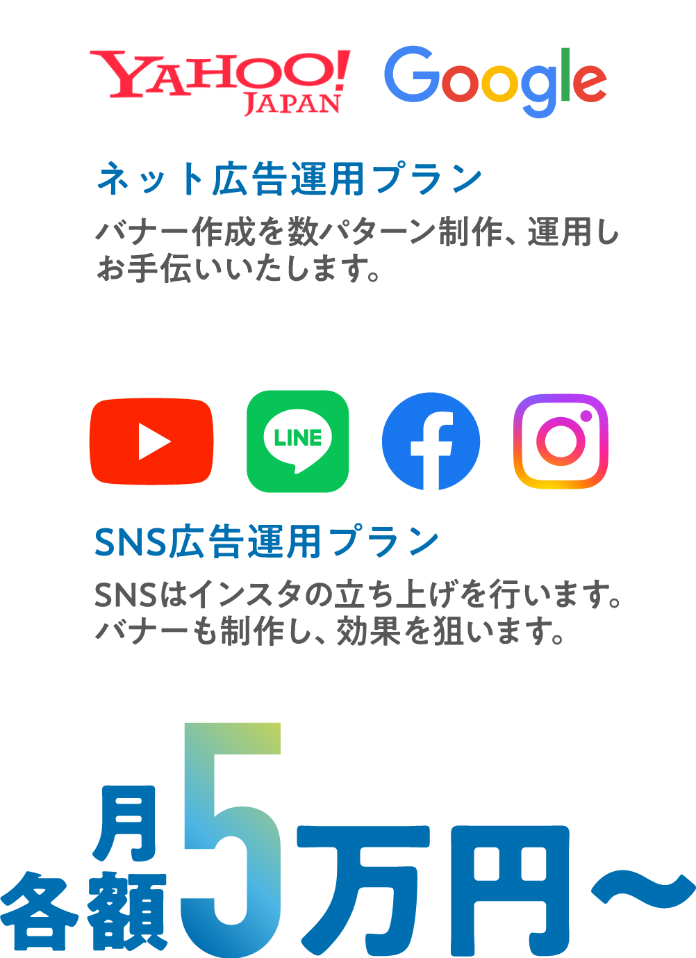 各 月額5万円~